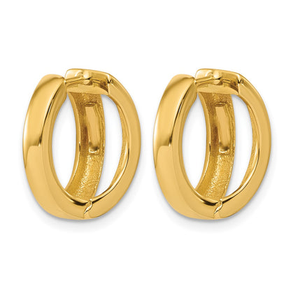 14K Yellow Gold Polished Fancy Tapered Hinged Round Hoop Earrings