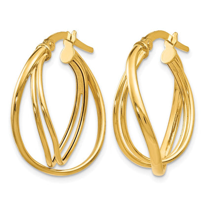 14K Yellow Gold Polished Twist Hoop Earrings