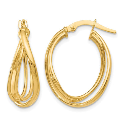 14K Yellow Gold Polished Twist Hoop Earrings