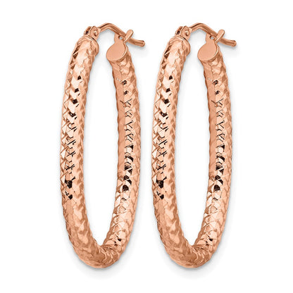 14K Rose Gold Foreverlite Polished And Textured Earrings