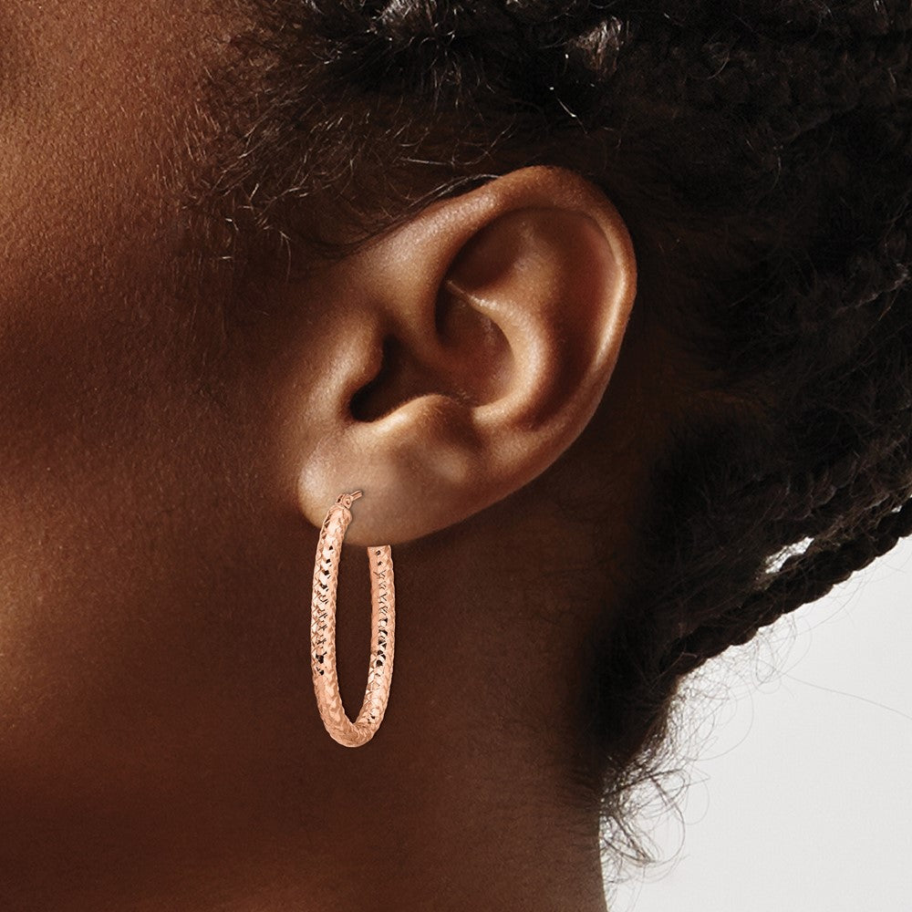 14K Rose Gold Foreverlite Polished And Textured Earrings