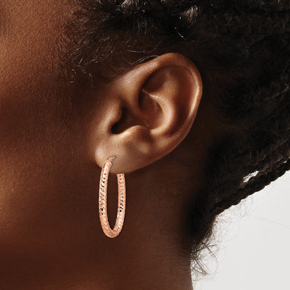 14K Rose Gold Foreverlite Polished And Textured Earrings