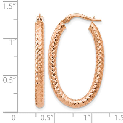 14K Rose Gold Foreverlite Polished And Textured Earrings