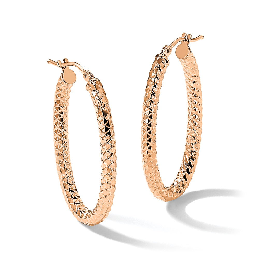 14K Rose Gold Foreverlite Polished And Textured Earrings