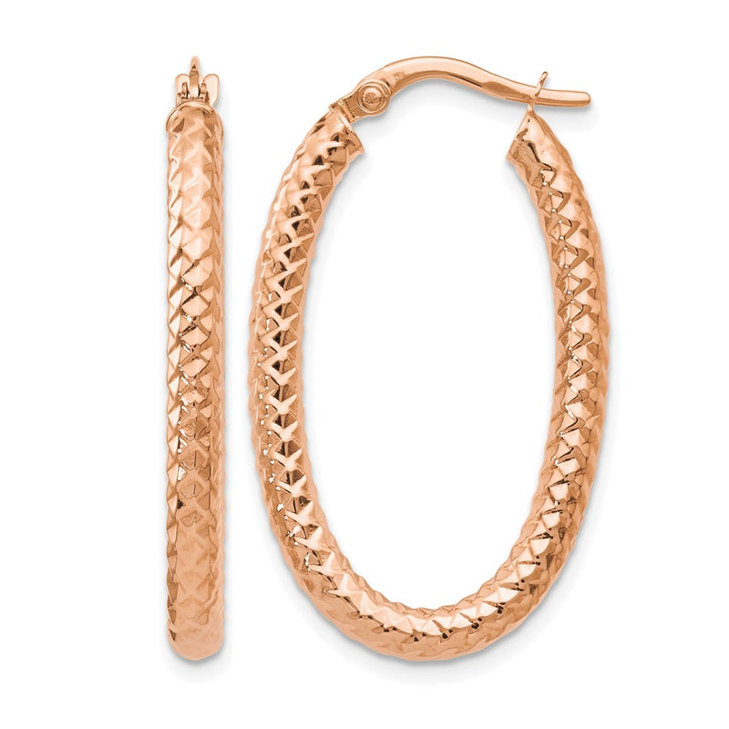 14K Rose Gold Foreverlite Polished And Textured Earrings
