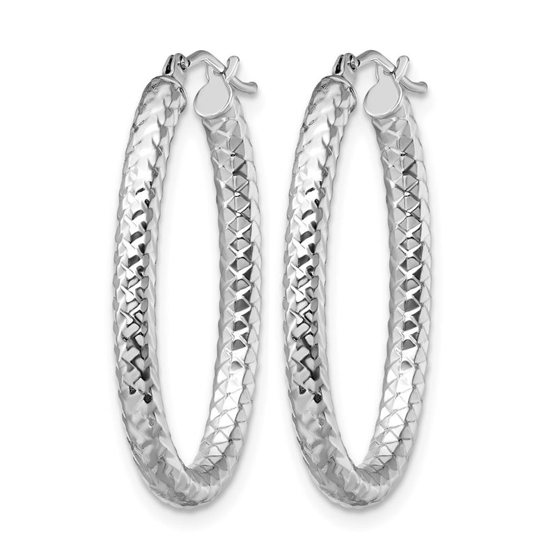 14K White Gold Foreverlite Polished And Textured Earrings