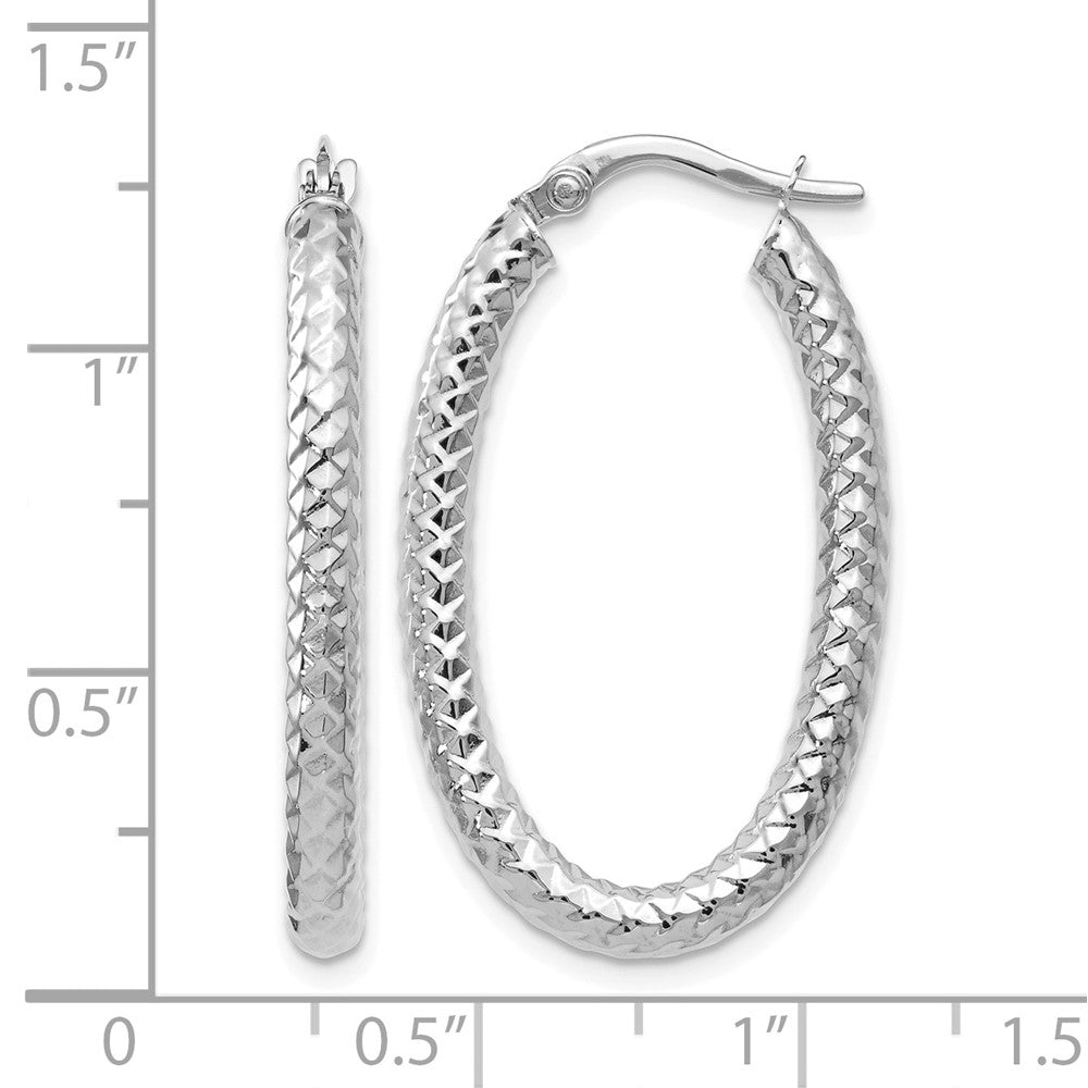 14K White Gold Foreverlite Polished And Textured Earrings