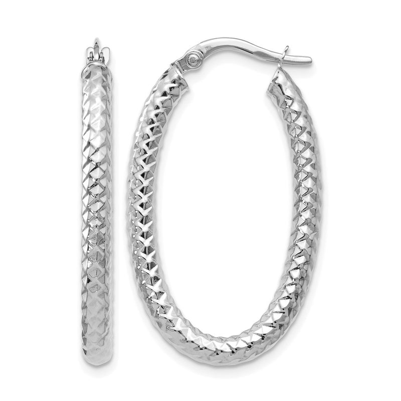14K White Gold Foreverlite Polished And Textured Earrings