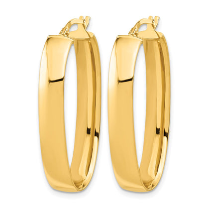 14K Yellow Gold Polished Oval Hoop Earrings