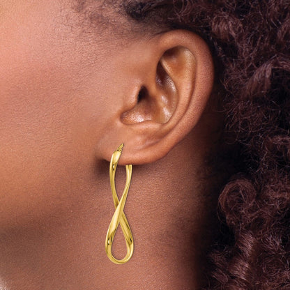 14K Yellow Gold Polished Infinity Hoop Earrings