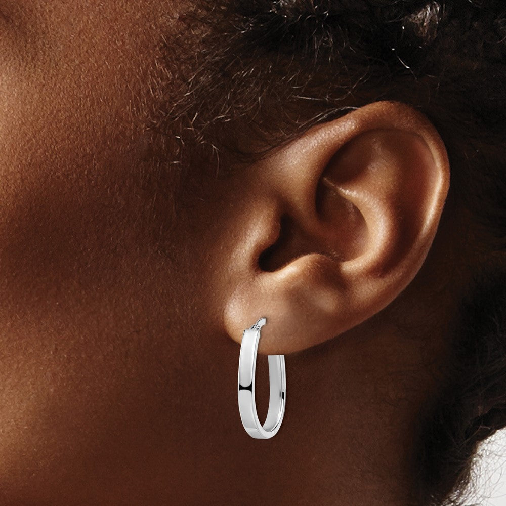 14K White Gold Polished U Shape Hoop Earrings