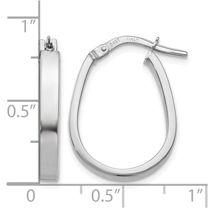 14K White Gold Polished U Shape Hoop Earrings