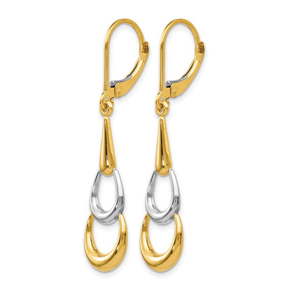 14K Two-Tone Polished Leverback Earrings