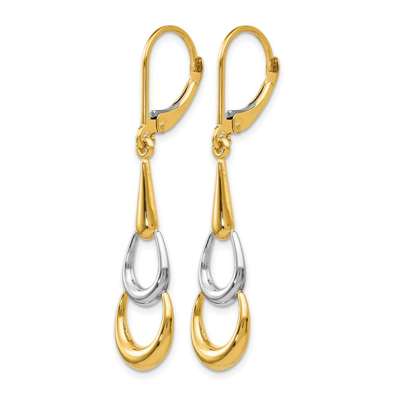 14K Two-Tone Polished Leverback Earrings