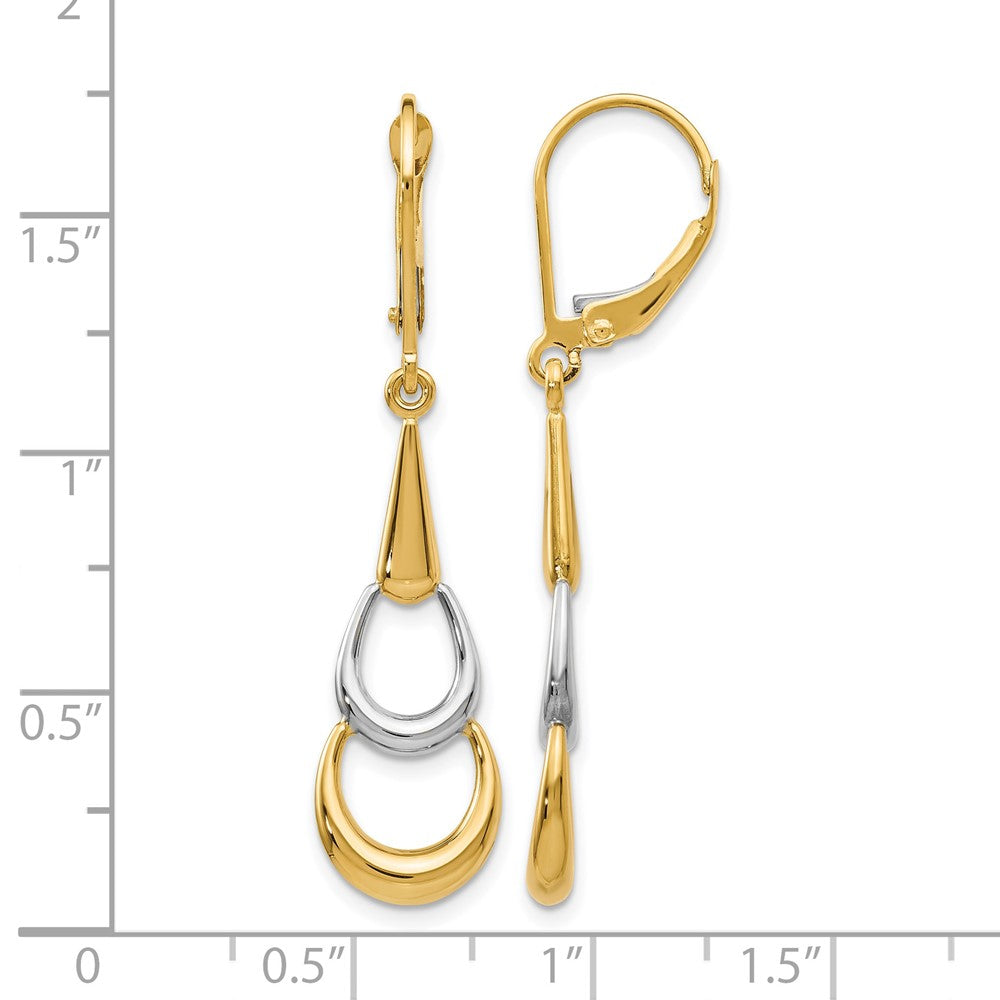14K Two-Tone Polished Leverback Earrings