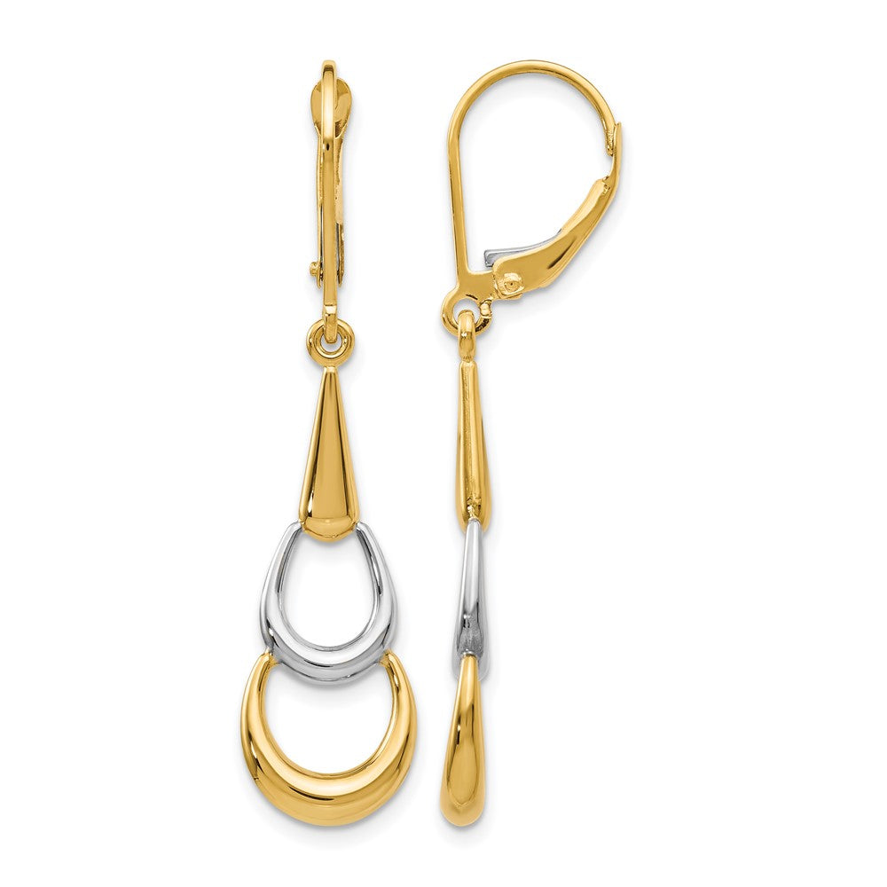 14K Two-Tone Polished Leverback Earrings