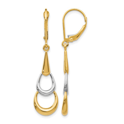 14K Two-Tone Polished Leverback Earrings