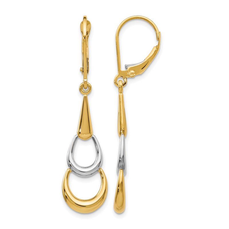 14K Two-Tone Polished Leverback Earrings