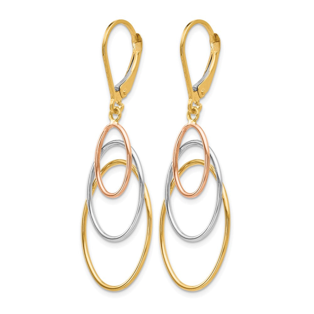 14K Tri-Color Leverback Earrings