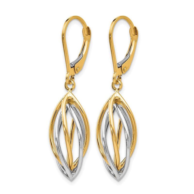 14K Two-Tone Polished Leverback Earrings