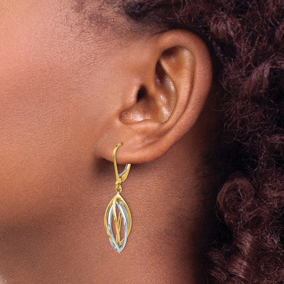 14K Two-Tone Polished Leverback Earrings