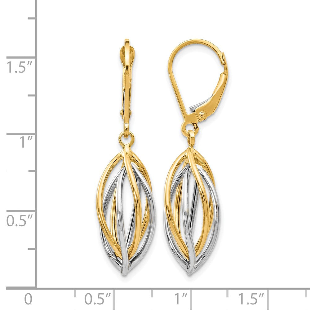 14K Two-Tone Polished Leverback Earrings