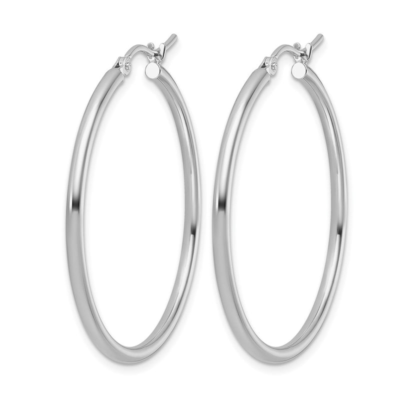 14K White Gold 2X35mm Hoop Earrings