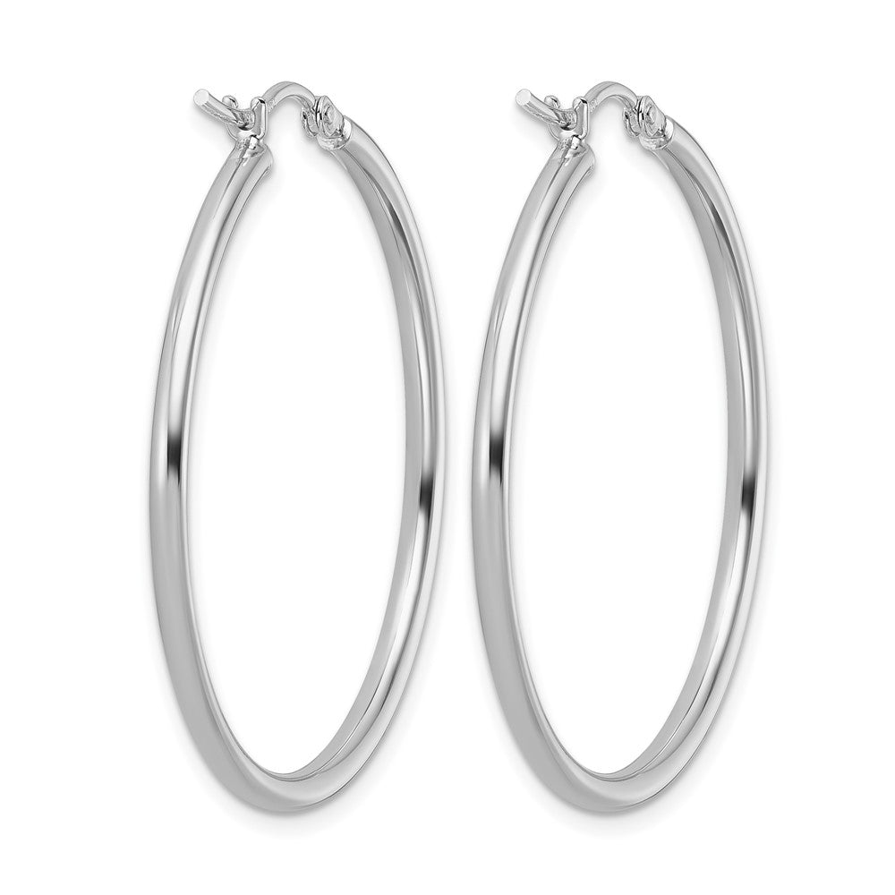 14K White Gold 2X35mm Hoop Earrings