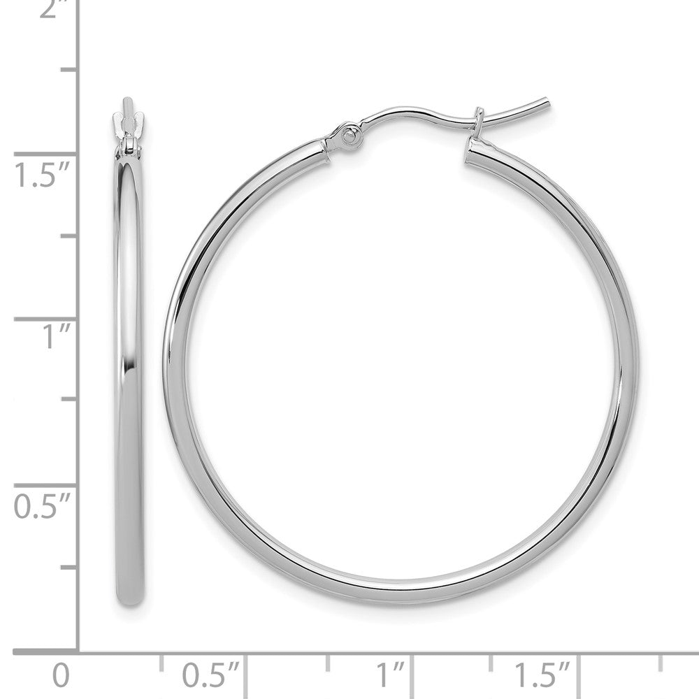 14K White Gold 2X35mm Hoop Earrings