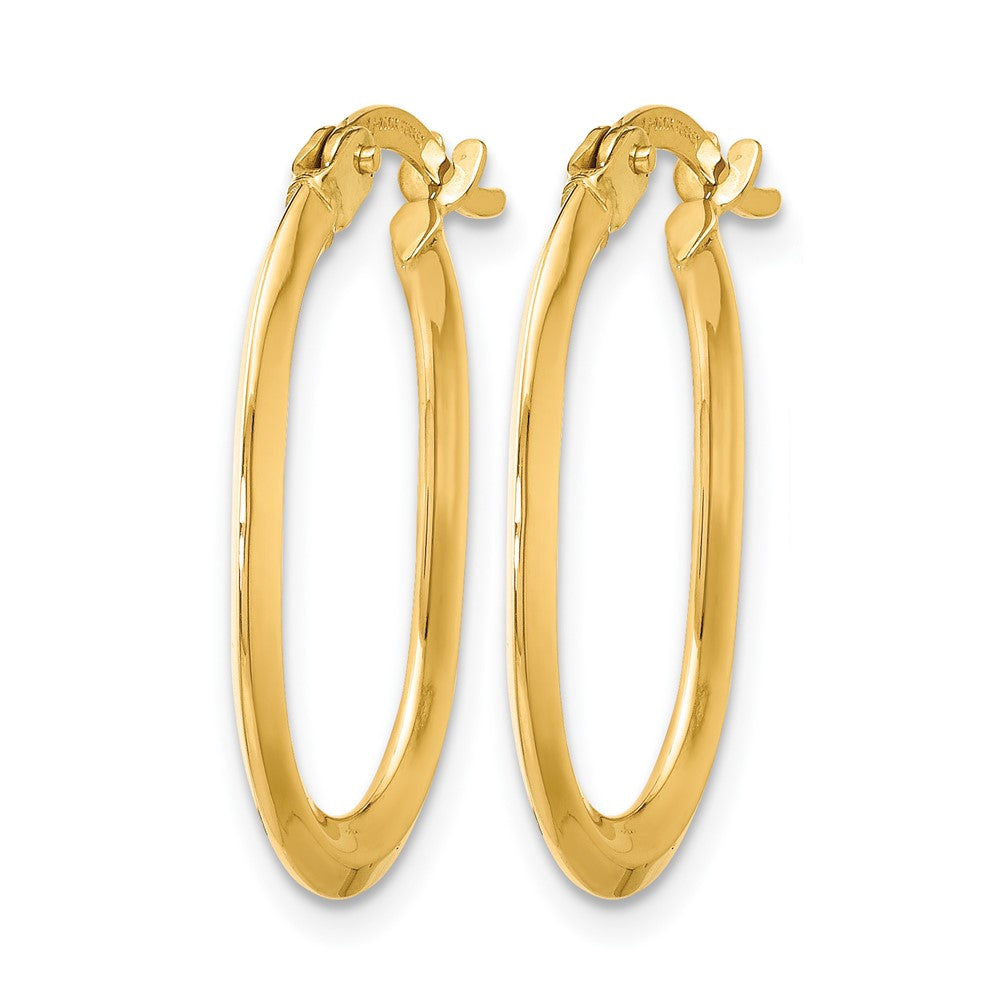 14K Yellow Gold Polished Oval Hinged Hoop Earrings