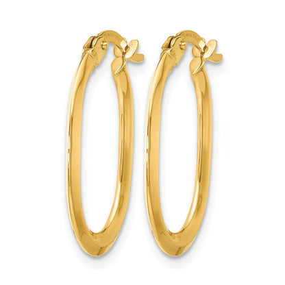 14K Yellow Gold Polished Oval Hinged Hoop Earrings