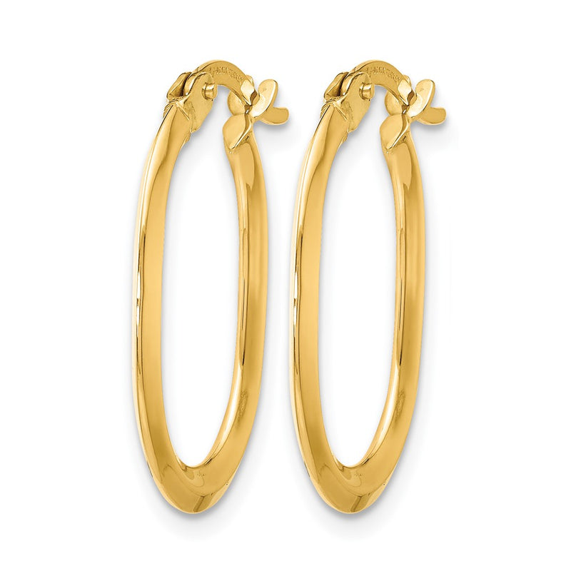 14K Yellow Gold Polished Oval Hinged Hoop Earrings