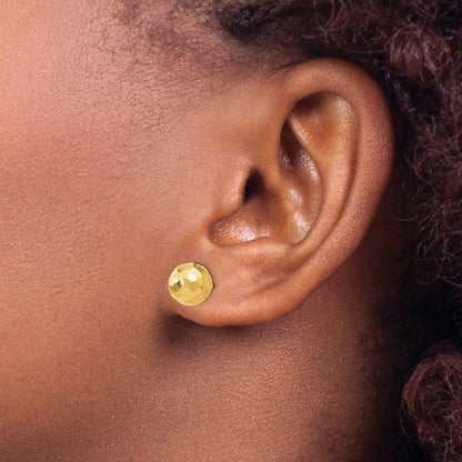 14K Yellow Gold Polished Faceted Post Earrings