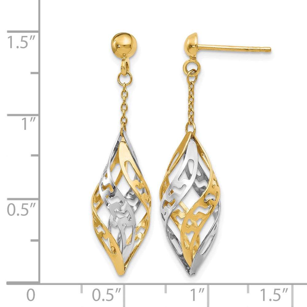 14K Two-Tone Polished Post Dangle Earrings