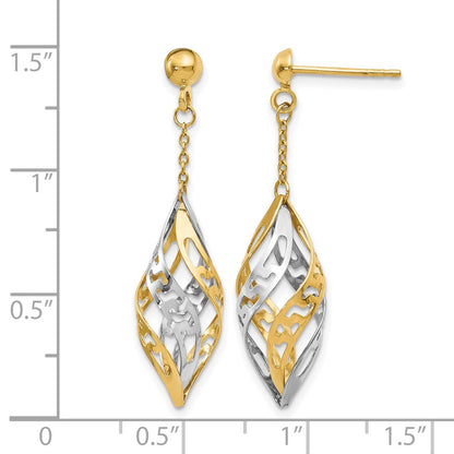 14K Two-Tone Polished Post Dangle Earrings