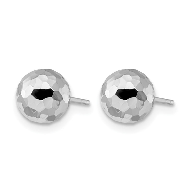 14K White Gold Polished Faceted Post Earrings