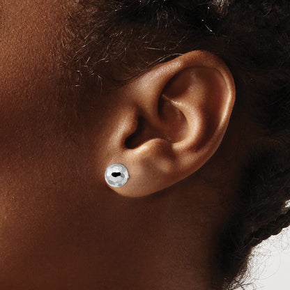 14K White Gold Polished Faceted Post Earrings