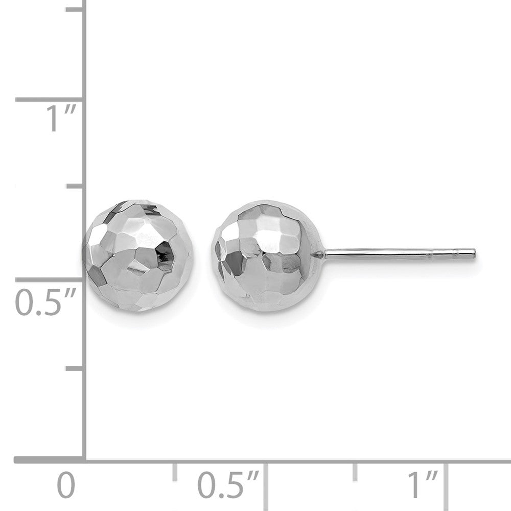 14K White Gold Polished Faceted Post Earrings