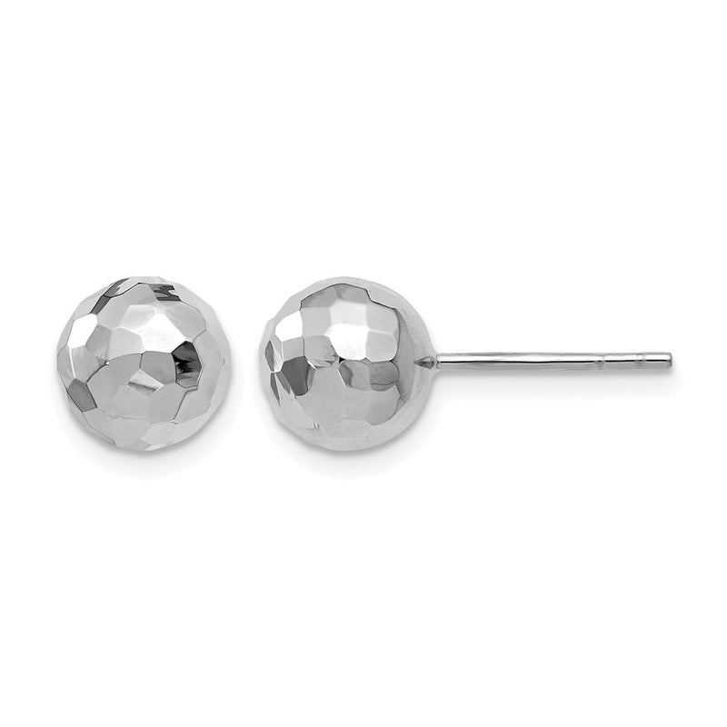 14K White Gold Polished Faceted Post Earrings
