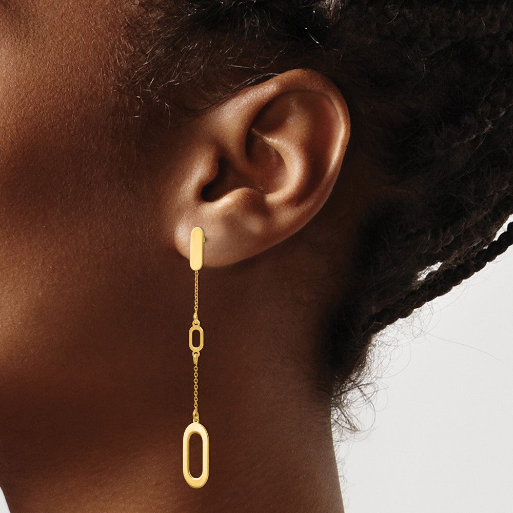 14K Yellow Gold Polished Post Dangle Earrings
