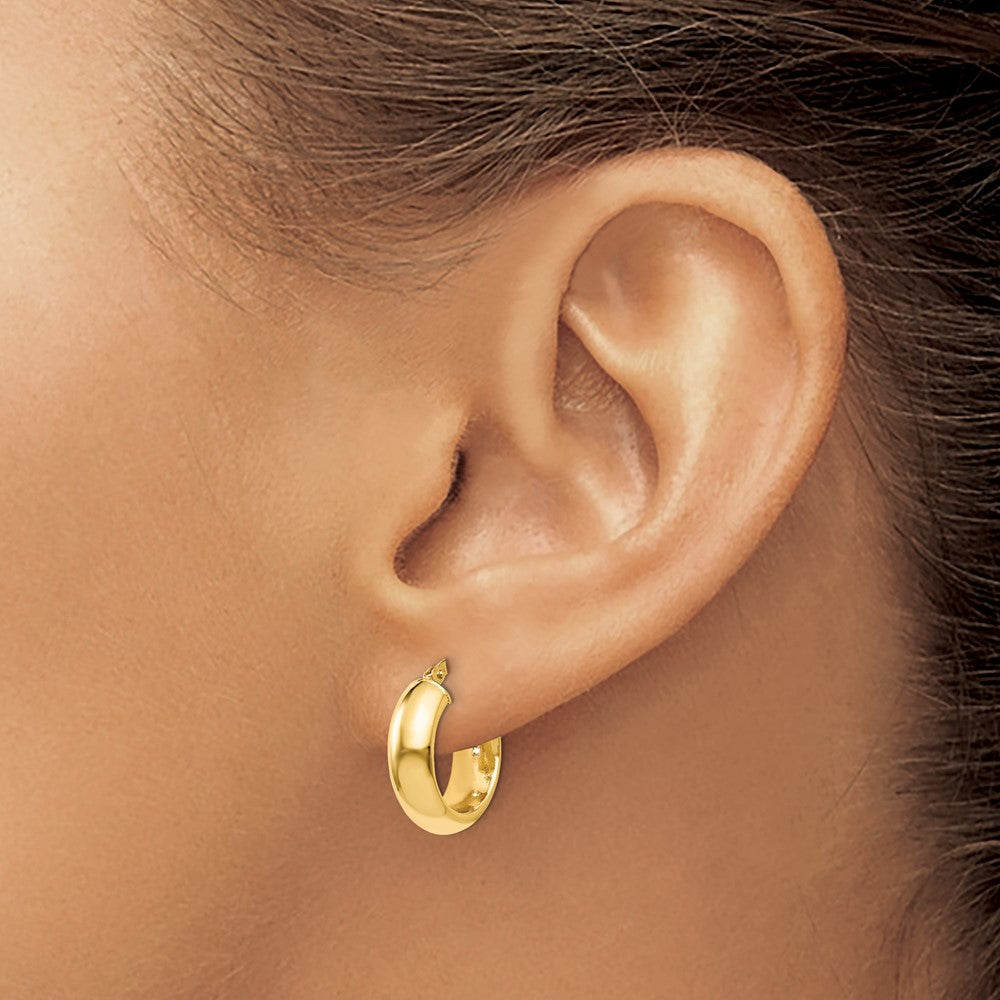 14K Yellow Gold Polished Hoop Earrings