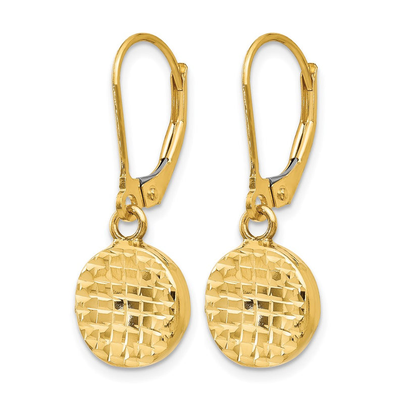 14K Yellow Gold Polished D/C Leverback Earrings