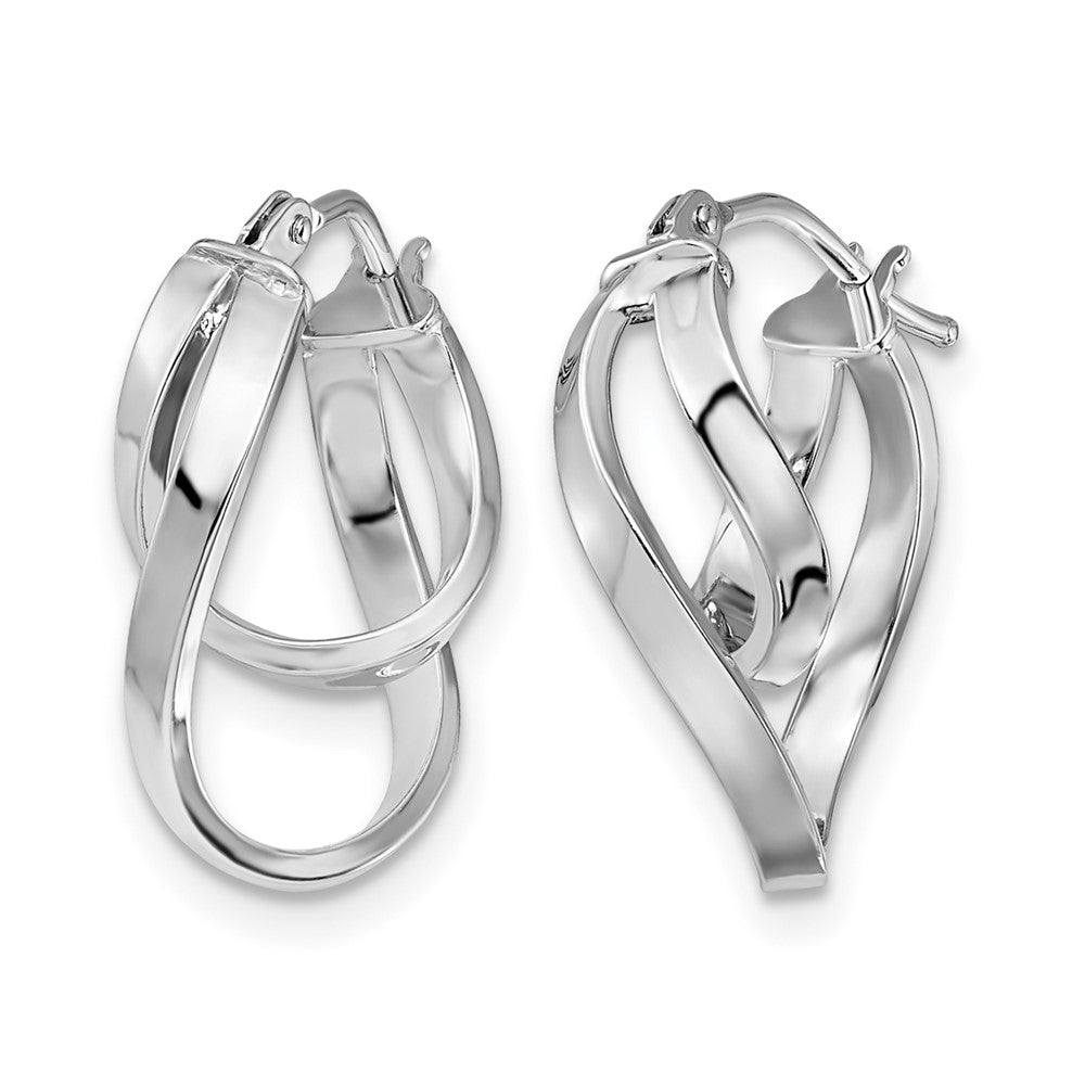 14K Yellow & Rhodium W/Wht Rh-Plating Polished Hinged Hoop Earrings