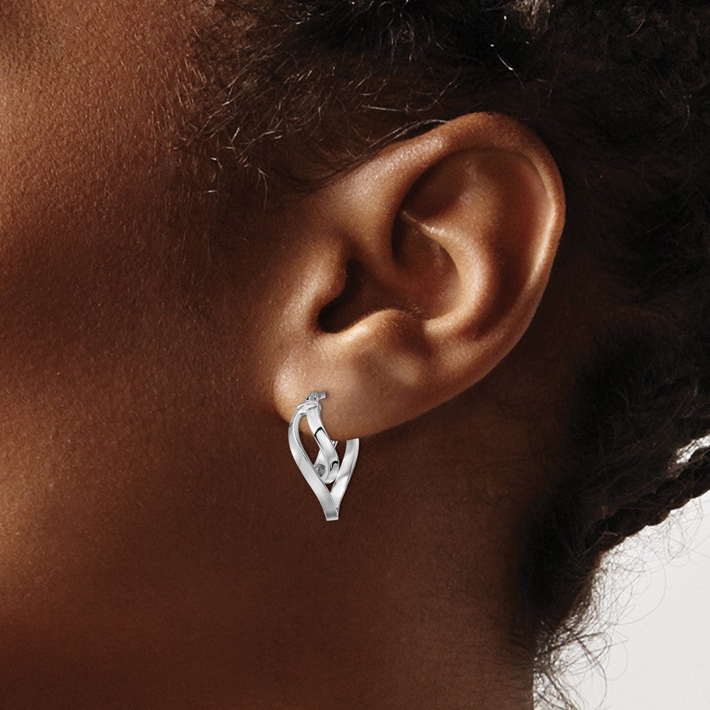 14K Yellow & Rhodium W/Wht Rh-Plating Polished Hinged Hoop Earrings