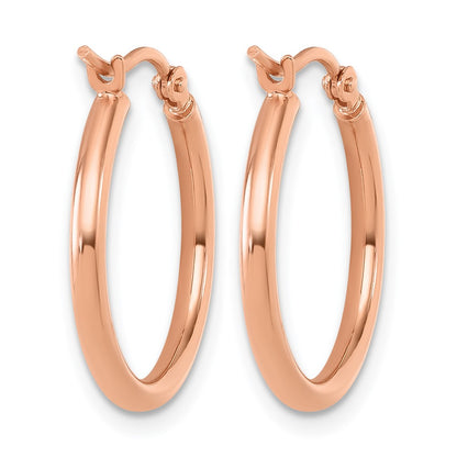 14K Rose Gold 2X20mm Polished Hoop Earrings