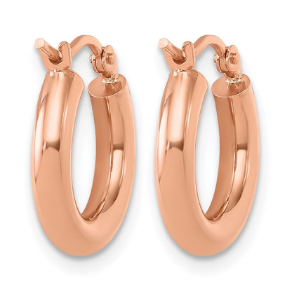 14K Rose Gold 3mm Polished Hoop Earrings