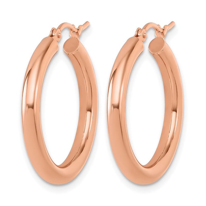 14K Rose Gold 3mm Polished Hoop Earrings