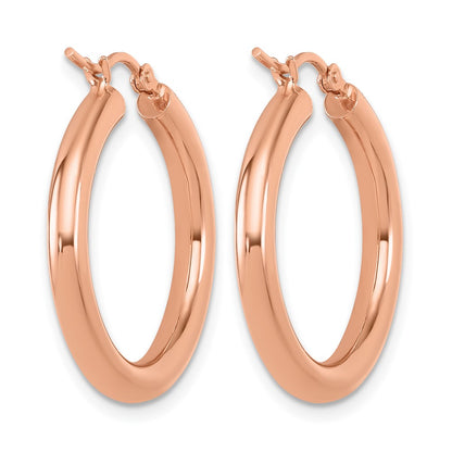 14K Rose Gold 3mm Polished Hoop Earrings