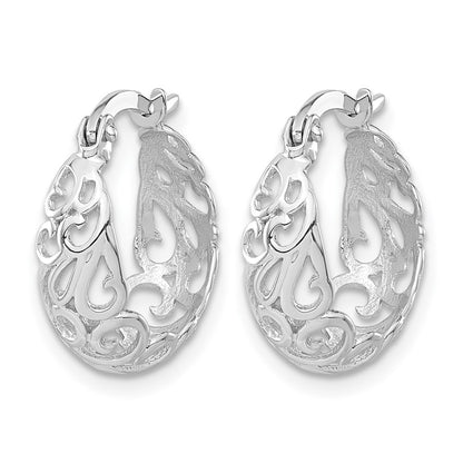 14K White Gold Polished Hoop Earrings