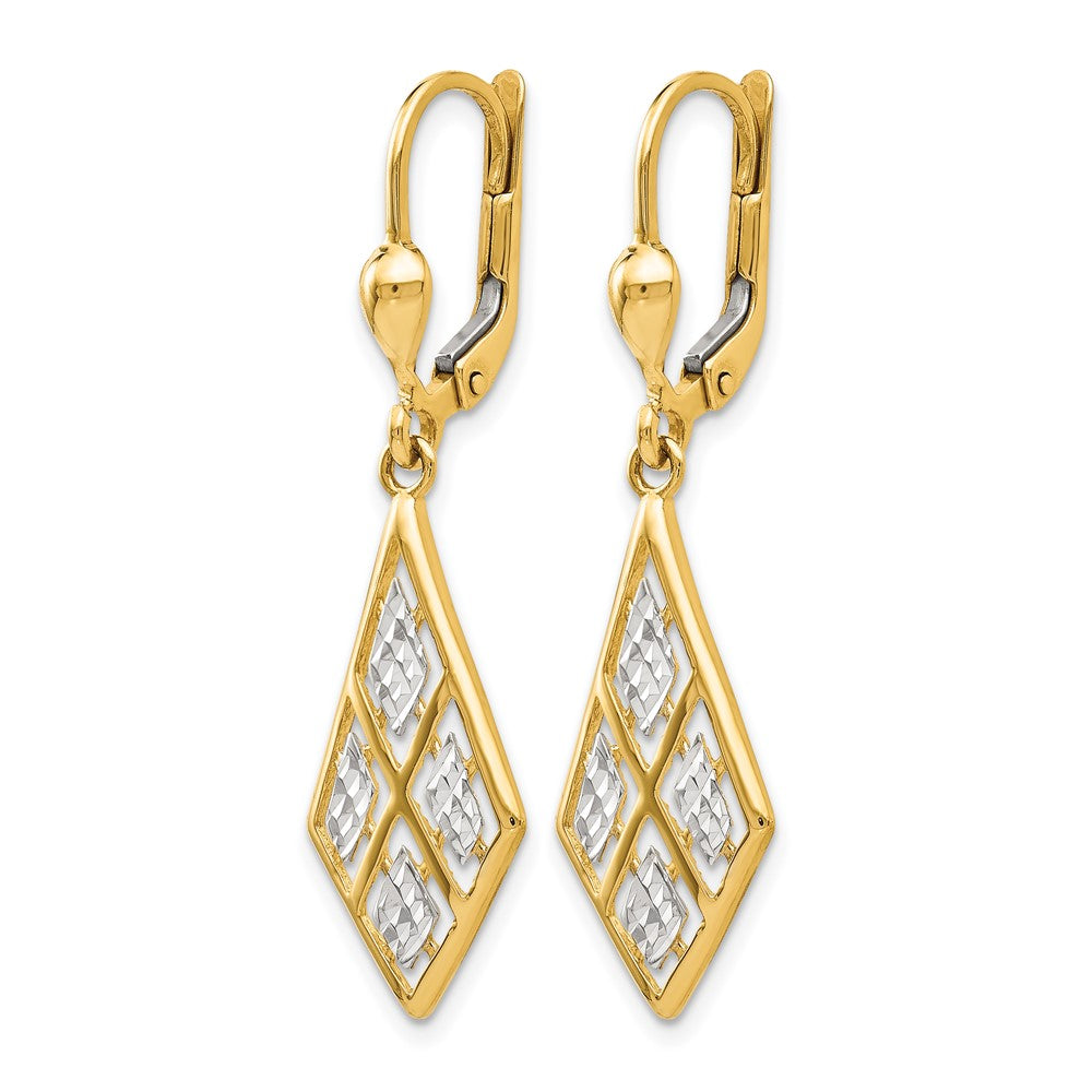 14K Yellow & Rhodium With D/C Leverback Earrings
